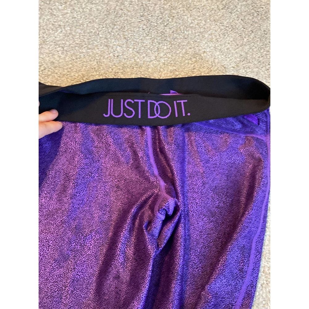Nike Dri-FIT Just Do It Purple Space Dye Cropped Leggings Womens Medium - Picture 4 of 4